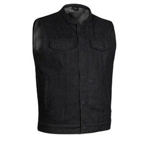 Men’s Motorcycle Black Denim SOA Club Style Vest